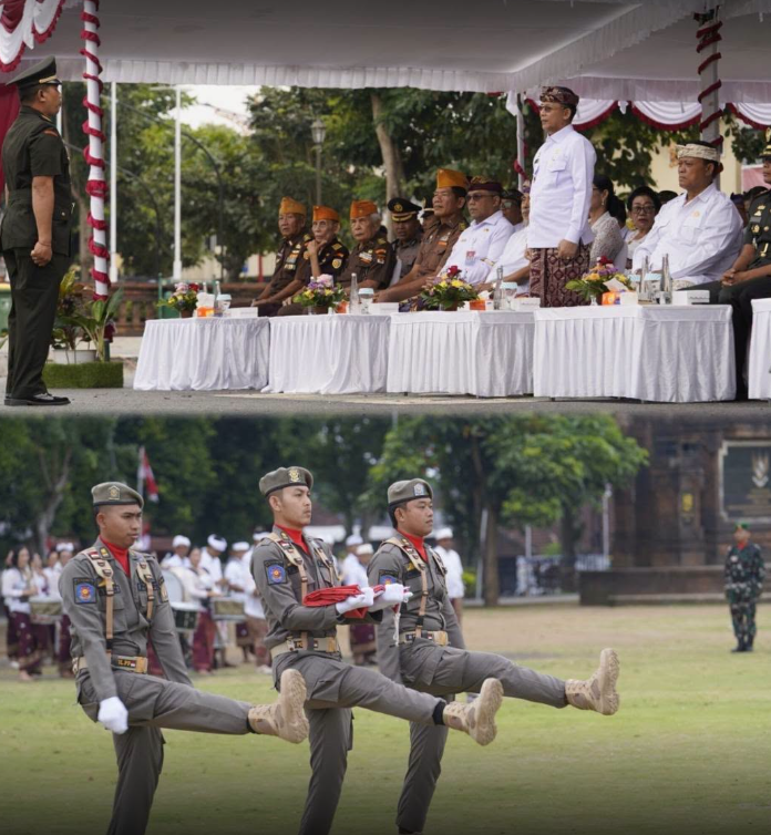 Pemerintah Kabupaten Klungkung menggelar upacara peringatan Hari Jadi ke-68 Provinsi Bali Tahun 2026 di Alun-alun Ida Dewa Agung Jambe