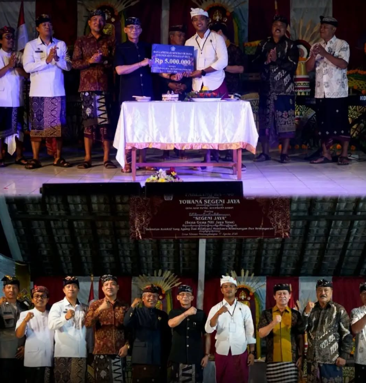 Bupati Klungkung I Made Satria mengajak generasi muda menjadi pelopor pengelolaan sampah berbasis sumber sekaligus pelestari budaya Bali saat menghadiri HUT ke-46 Yowana Segeni Jaya Desa Adat Pande, Desa Kusamba